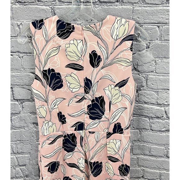Banana Republic Women's  Sleeveless Sheath Dress  Size 4 Pink Black White Floral - Picture 8 of 13